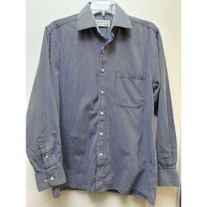 Peter England 100% premium cotton men’s blue long sleeve shirt sz 39cm #18-0465